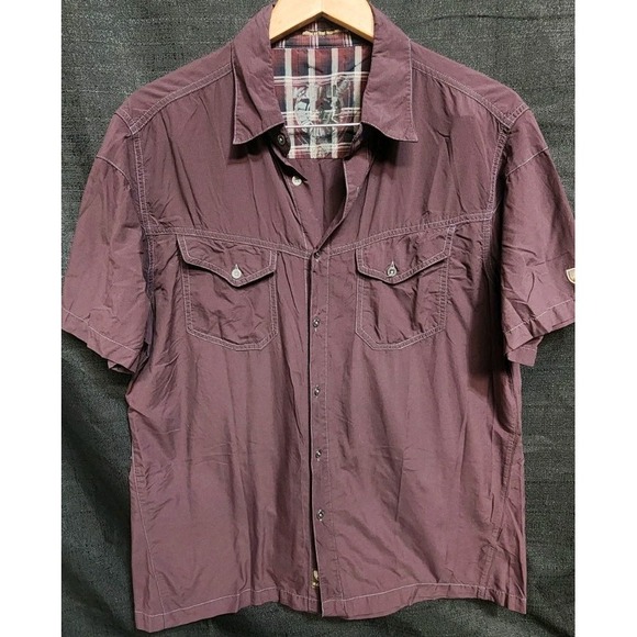 Kuhl Other - Kuhl Men's Short Sleeve Born In The Mountains Shirt Sz L Red Maroon Outdoor Hike